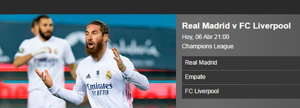 Pronóstico Madrid - Liverpool | Champions League | 06/04/2021