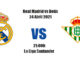 Pronóstico Real Madrid-Betis | La Liga Santander | 24/04/2021