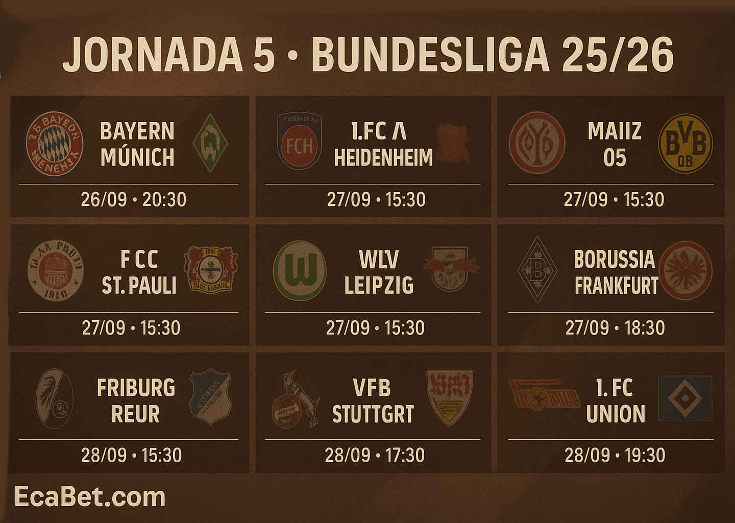 Jornada 5 Bundesliga 2025/26